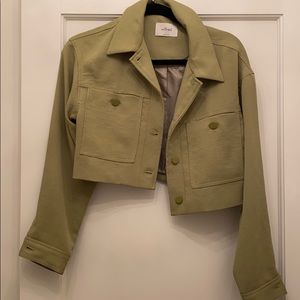 Aritzia cropped pea green jacket